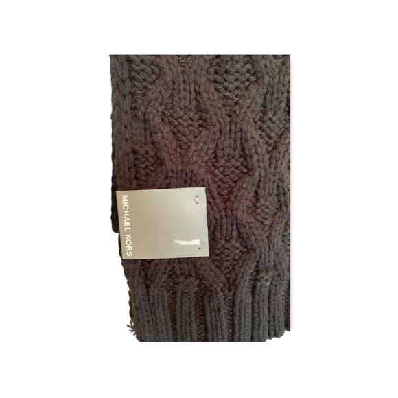 NWT Michael Kors Striped Cable Muffler Scarf Knit Warm Black - Picture 5 of 5